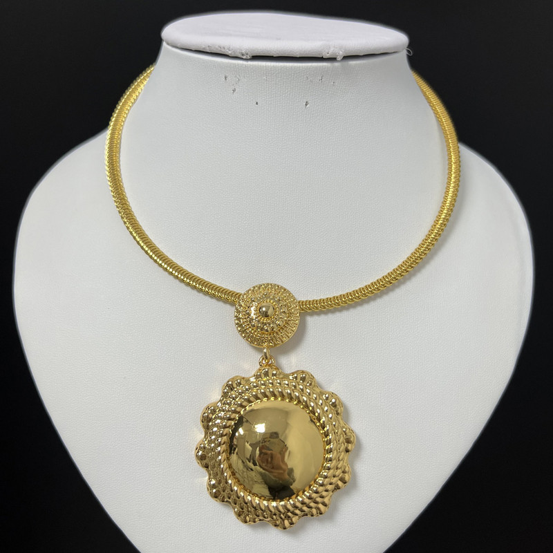 Sady šperkov Náušnice a náhrdelník Módne brazílske africké medené veľké náušnice s príveskom pre ženy, párty a svadobné darčeky