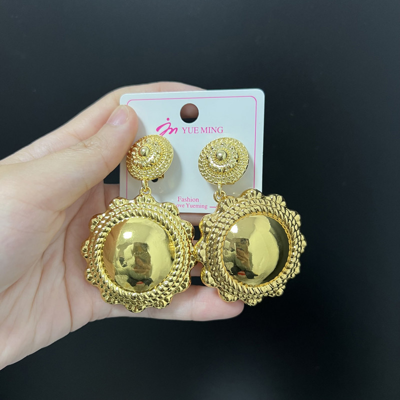 Sady šperkov Náušnice a náhrdelník Módne brazílske africké medené veľké náušnice s príveskom pre ženy, párty a svadobné darčeky