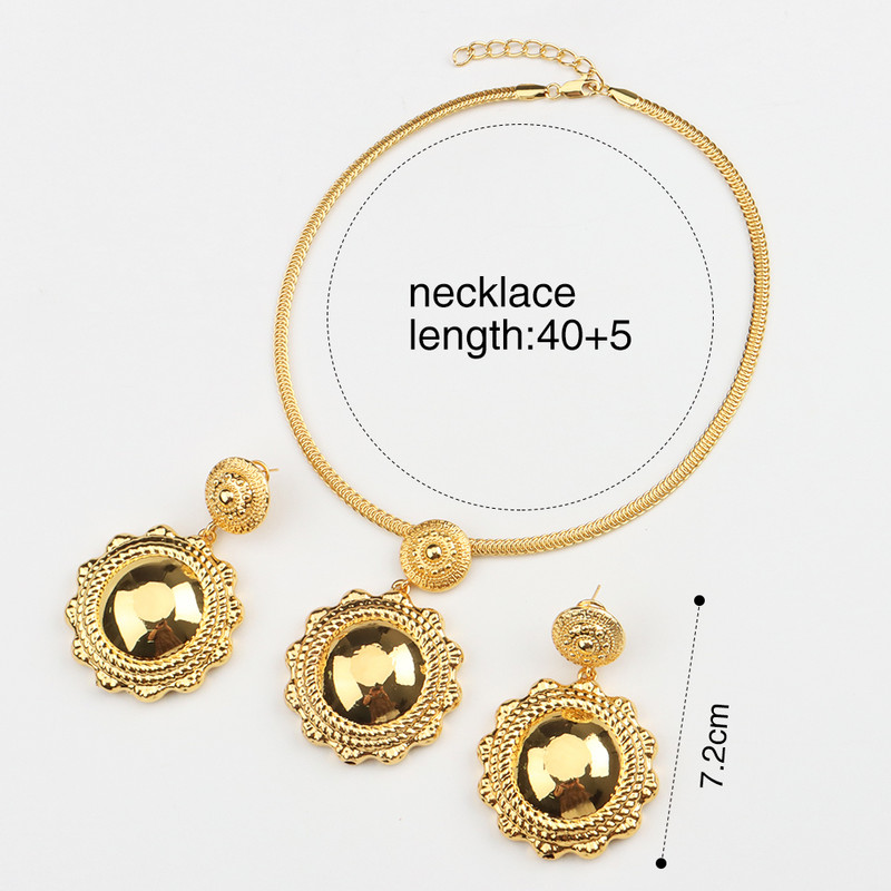 Sady šperkov Náušnice a náhrdelník Módne brazílske africké medené veľké náušnice s príveskom pre ženy, párty a svadobné darčeky