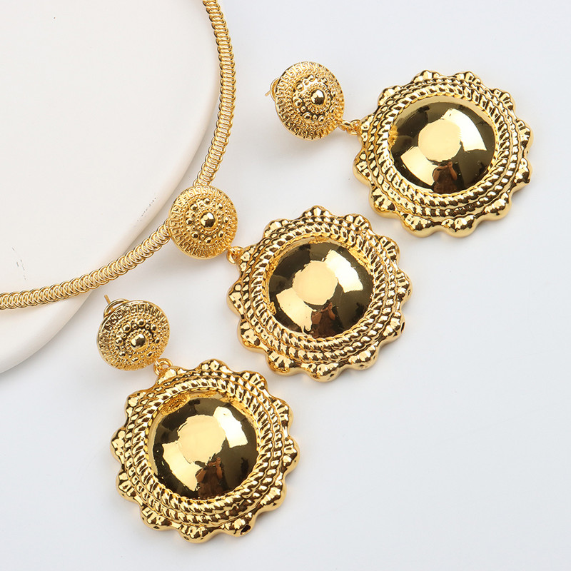 Sady šperkov Náušnice a náhrdelník Módne brazílske africké medené veľké náušnice s príveskom pre ženy, párty a svadobné darčeky