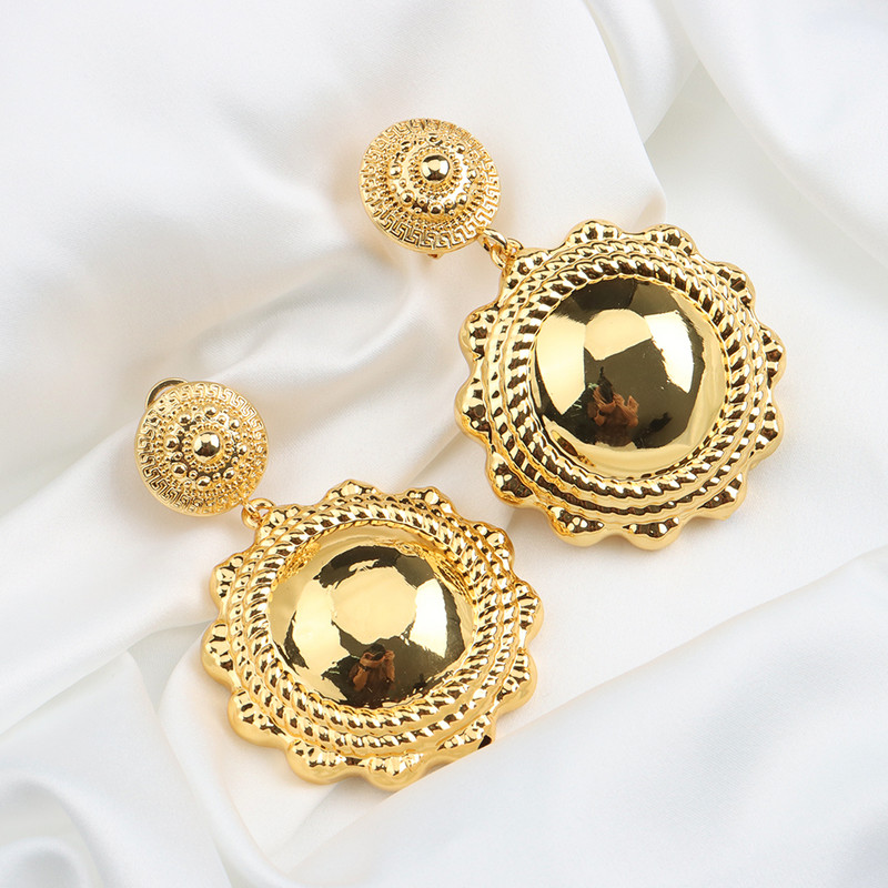 Sady šperkov Náušnice a náhrdelník Módne brazílske africké medené veľké náušnice s príveskom pre ženy, párty a svadobné darčeky