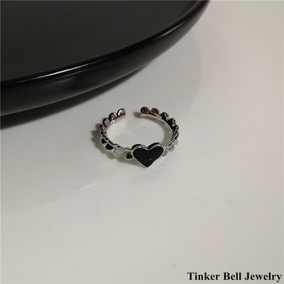2022 Punk Gothic Geometria Strieborná farba Srdce Kvetinový Kovový Otvorený Nastaviteľný Prsteň Pre Ženy Mužov Dievča Bff Party Grunge Y2k Šperky