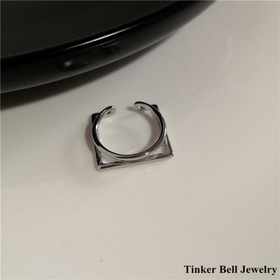 2022 Punk Gothic Geometria Strieborná farba Srdce Kvetinový Kovový Otvorený Nastaviteľný Prsteň Pre Ženy Mužov Dievča Bff Party Grunge Y2k Šperky