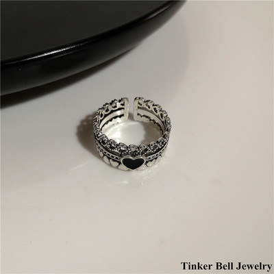 2022 Punk Gothic Geometria Strieborná farba Srdce Kvetinový Kovový Otvorený Nastaviteľný Prsteň Pre Ženy Mužov Dievča Bff Party Grunge Y2k Šperky