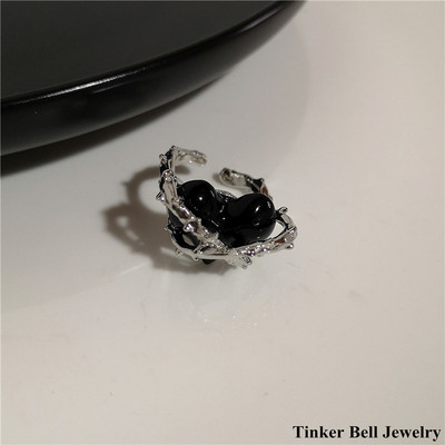 2022 Punk Gothic Geometria Strieborná farba Srdce Kvetinový Kovový Otvorený Nastaviteľný Prsteň Pre Ženy Mužov Dievča Bff Party Grunge Y2k Šperky