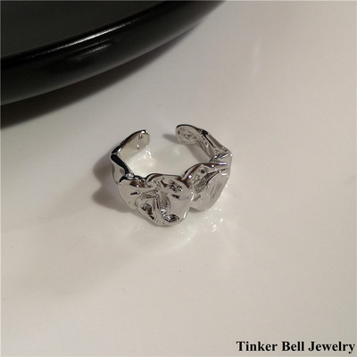 2022 Punk Gothic Geometria Strieborná farba Srdce Kvetinový Kovový Otvorený Nastaviteľný Prsteň Pre Ženy Mužov Dievča Bff Party Grunge Y2k Šperky