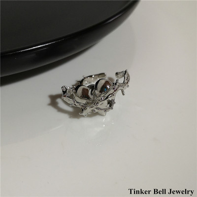 2022 Punk Gothic Geometria Strieborná farba Srdce Kvetinový Kovový Otvorený Nastaviteľný Prsteň Pre Ženy Mužov Dievča Bff Party Grunge Y2k Šperky