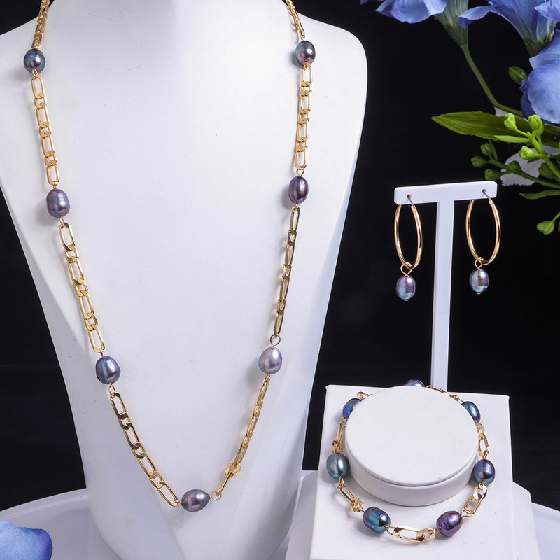 Dámske šperky, pozlátený retiazkový náhrdelník s perlami, trendy náramky so sladkovodnými perlami, sada náhrdelníkov pre ženy, darčeky 2022