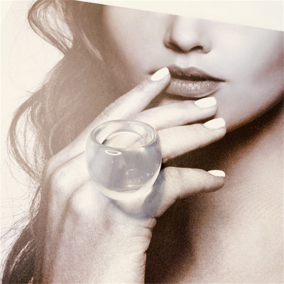 2022 Kórejská móda Farebné priehľadné živicové prstene pre ženy Geometrické okrúhle cukríkové farebné prstene Šperky Dropshipping