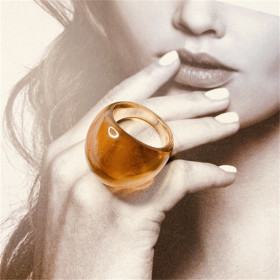 2022 Kórejská móda Farebné priehľadné živicové prstene pre ženy Geometrické okrúhle cukríkové farebné prstene Šperky Dropshipping