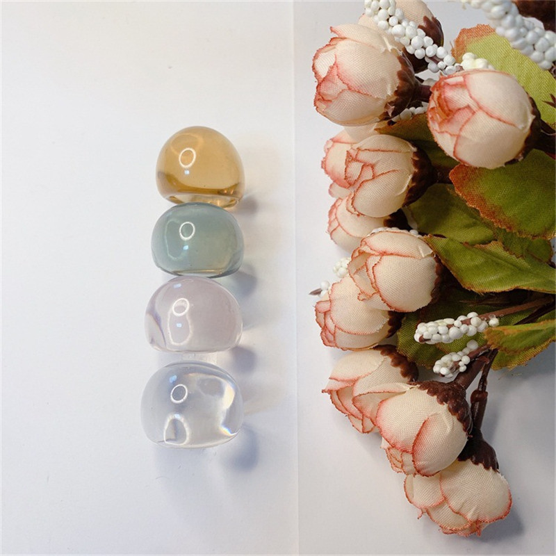 2022 Kórejská móda Farebné priehľadné živicové prstene pre ženy Geometrické okrúhle cukríkové farebné prstene Šperky Dropshipping