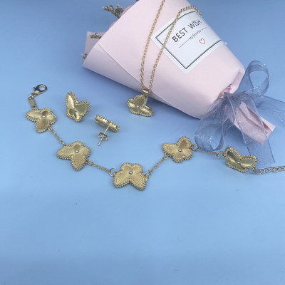 Luxusné šperky s motýľmi v zlatej farbe pre ženy, doprava zadarmo, luxusné svadobné obrúčky, náhrdelníky a náušnice, doplnky do Dubaja.