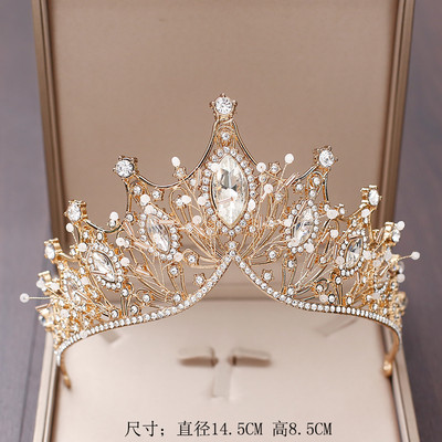 Svadobné šperky v zlatej farbe s kvetinovými krištáľmi, čelenky, korunky, náušnice, náhrdelník, dámske šperky na ples, svadobné šaty