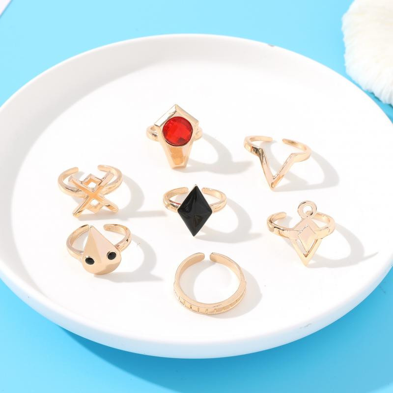 Genshin Impact Hu Tao Cosplay Herný prsteň Sada Dámske unisex rekvizity Javiskové prsteňové šperky Vynikajúce doplnky pre osobnosť