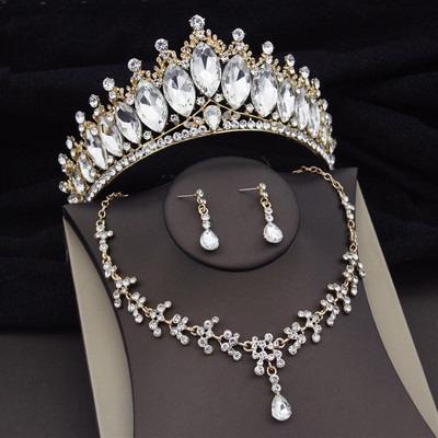 Barokové krištáľové svadobné šperky pre ženy, luxusné diadémové korunky, náhrdelník, náušnice, nevesta, svadobné šaty, ples, Dubaj, sada šperkov