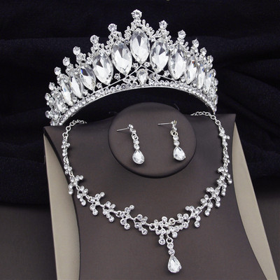 Barokové krištáľové svadobné šperky pre ženy, luxusné diadémové korunky, náhrdelník, náušnice, nevesta, svadobné šaty, ples, Dubaj, sada šperkov