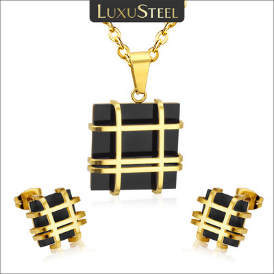 LUXUSTEEL Náušnice a náhrdelníky Sady z nehrdzavejúcej ocele Geometrický tvar Prívesok Náušnice pre ženy Retiazkový náhrdelník Šperky Bijoux