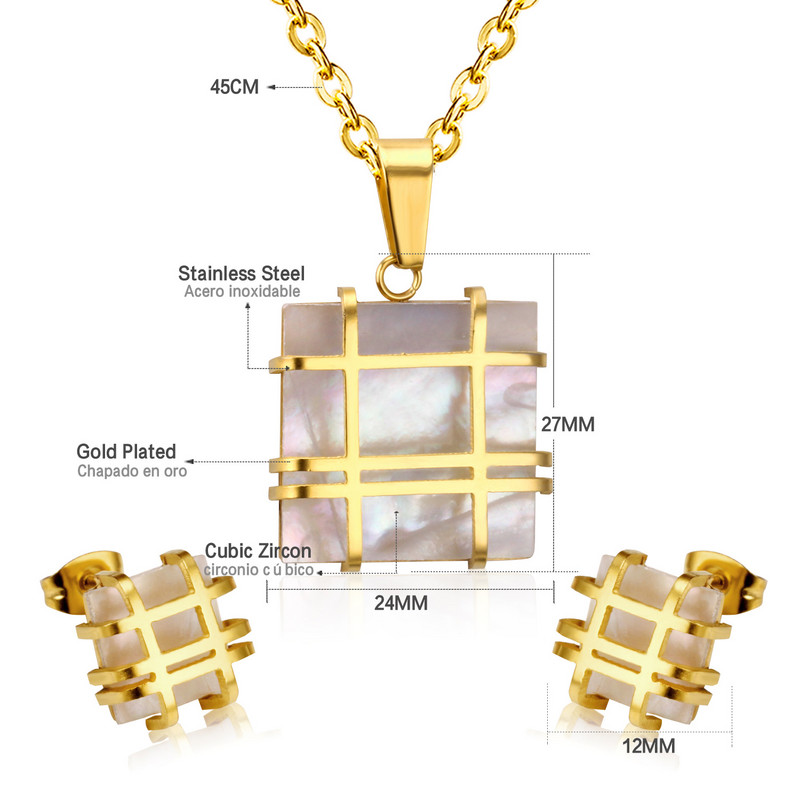 LUXUSTEEL Náušnice a náhrdelníky Sady z nehrdzavejúcej ocele Geometrický tvar Prívesok Náušnice pre ženy Retiazkový náhrdelník Šperky Bijoux