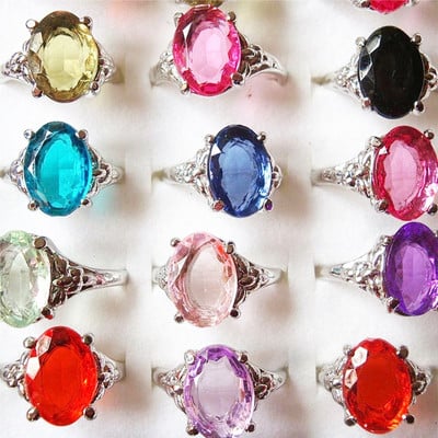 Veľkoobchodné 10 ks/lot Mix náhodných farieb Štýl Prírodný kameň Zliatinové prstene Módne šperky Dámske párty Snubný prsteň
