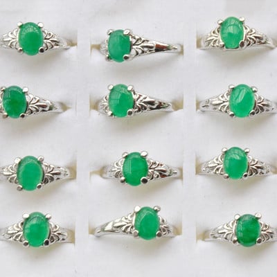 Veľkoobchodné 10 ks/lot Mix náhodných farieb Štýl Prírodný kameň Zliatinové prstene Módne šperky Dámske párty Snubný prsteň