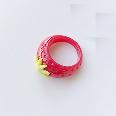 Nepravidelné zuby v tvare U, jahodové živicové prstene pre ženy, dievčatá, párty šperky, sladká osobnosť, trendy šperky HUANZHI 2022 NOVINKA