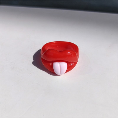 Nepravidelné zuby v tvare U, jahodové živicové prstene pre ženy, dievčatá, párty šperky, sladká osobnosť, trendy šperky HUANZHI 2022 NOVINKA