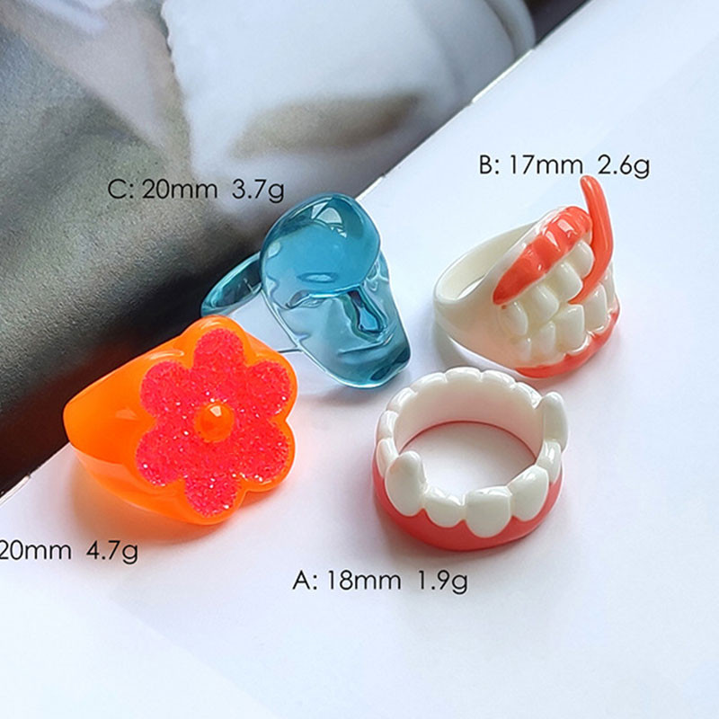 Nepravidelné zuby v tvare U, jahodové živicové prstene pre ženy, dievčatá, párty šperky, sladká osobnosť, trendy šperky HUANZHI 2022 NOVINKA