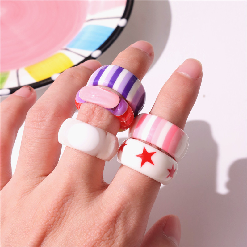 Nepravidelné zuby v tvare U, jahodové živicové prstene pre ženy, dievčatá, párty šperky, sladká osobnosť, trendy šperky HUANZHI 2022 NOVINKA