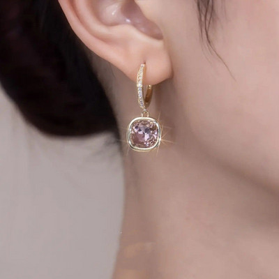 Cercei pătrați de cristal, eleganti și la modă, cercei Super Flash, cercei cadou de logodnă de lux ușoare