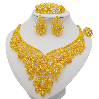 Nové nigérijské svadobné africké kostýmové šperky, Dubaj, zlatá farba, módny prívesok, náhrdelník, šperky, sady pre ženy, párty darček