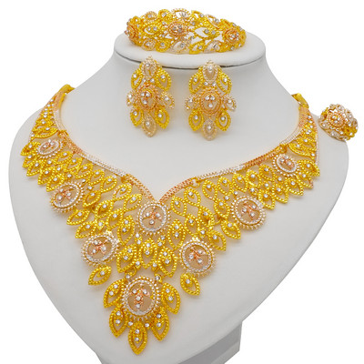 Nové nigérijské svadobné africké kostýmové šperky, Dubaj, zlatá farba, módny prívesok, náhrdelník, šperky, sady pre ženy, párty darček