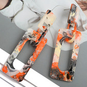 Módne obdĺžnikové vzorované akrylové duté retiazkové náušnice pre ženy a dievča luxusné vintage šperky ušné doplnky