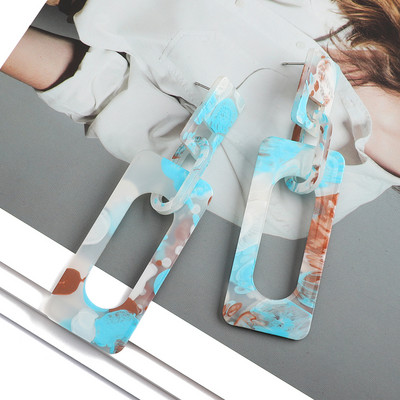 Módne obdĺžnikové vzorované akrylové duté retiazkové náušnice pre ženy a dievča luxusné vintage šperky ušné doplnky