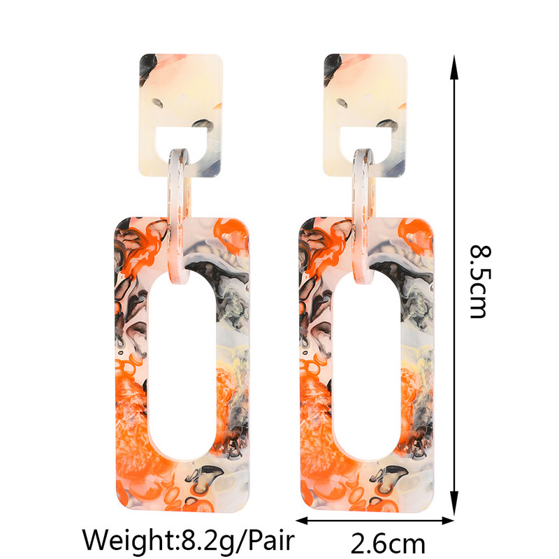 Módne obdĺžnikové vzorované akrylové duté retiazkové náušnice pre ženy a dievča luxusné vintage šperky ušné doplnky