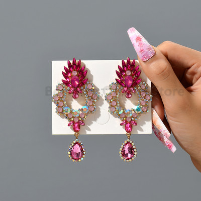 Boho geometrické výrazné krištáľové náušnice pre ženy, kvapka vody, farebný veľký prívesok, luxusný dizajn, módne šperky, doplnky