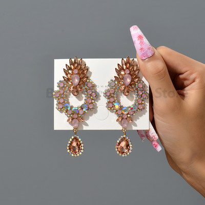 Boho geometrické výrazné krištáľové náušnice pre ženy, kvapka vody, farebný veľký prívesok, luxusný dizajn, módne šperky, doplnky