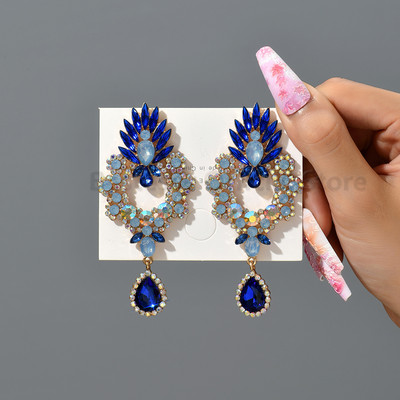 Boho geometrické výrazné krištáľové náušnice pre ženy, kvapka vody, farebný veľký prívesok, luxusný dizajn, módne šperky, doplnky