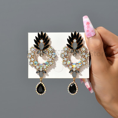 Boho geometrické výrazné krištáľové náušnice pre ženy, kvapka vody, farebný veľký prívesok, luxusný dizajn, módne šperky, doplnky