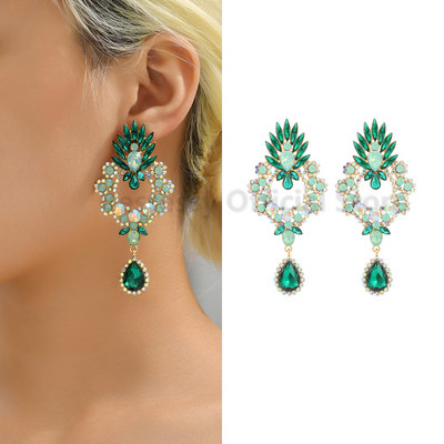 Boho geometrické výrazné krištáľové náušnice pre ženy, kvapka vody, farebný veľký prívesok, luxusný dizajn, módne šperky, doplnky