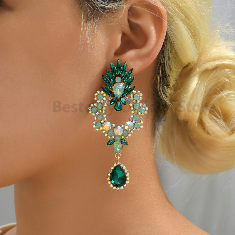 Boho geometrické výrazné krištáľové náušnice pre ženy, kvapka vody, farebný veľký prívesok, luxusný dizajn, módne šperky, doplnky