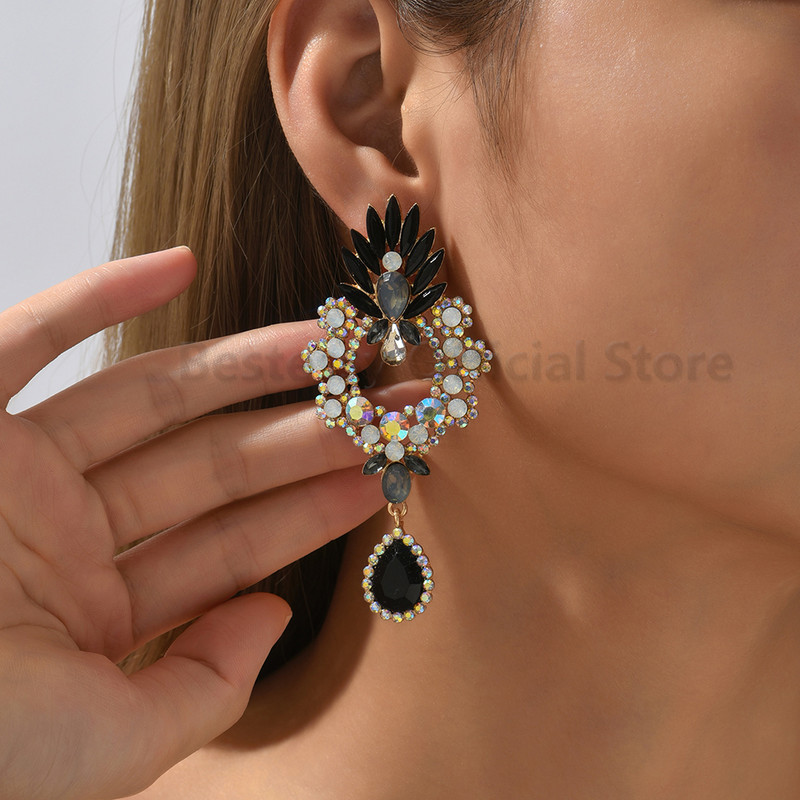 Boho geometrické výrazné krištáľové náušnice pre ženy, kvapka vody, farebný veľký prívesok, luxusný dizajn, módne šperky, doplnky