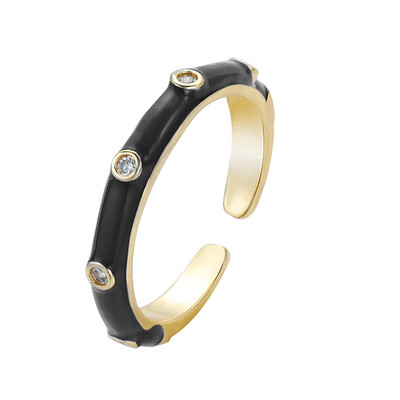 Ins Smile Candy Color Enamel Clear Micro Pave Prsten za otvaranje za žene Višebojni pozlaćeni Eternity Finger Band Podesivi prsten