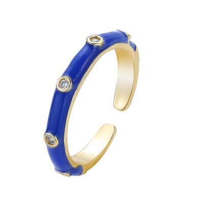 Ins Smile Candy Color Enamel Clear Micro Pave Prsten za otvaranje za žene Višebojni pozlaćeni Eternity Finger Band Podesivi prsten