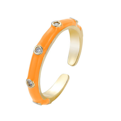 Ins Smile Candy Color Enamel Clear Micro Pave Prsten za otvaranje za žene Višebojni pozlaćeni Eternity Finger Band Podesivi prsten