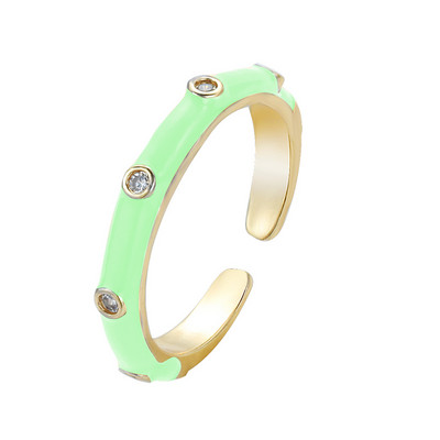 Ins Smile Candy Color Enamel Clear Micro Pave Prsten za otvaranje za žene Višebojni pozlaćeni Eternity Finger Band Podesivi prsten