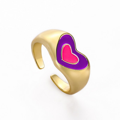 Ins Smile Candy Color Enamel Clear Micro Pave Prsten za otvaranje za žene Višebojni pozlaćeni Eternity Finger Band Podesivi prsten