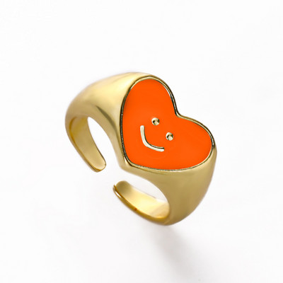 Ins Smile Candy Color Enamel Clear Micro Pave Prsten za otvaranje za žene Višebojni pozlaćeni Eternity Finger Band Podesivi prsten