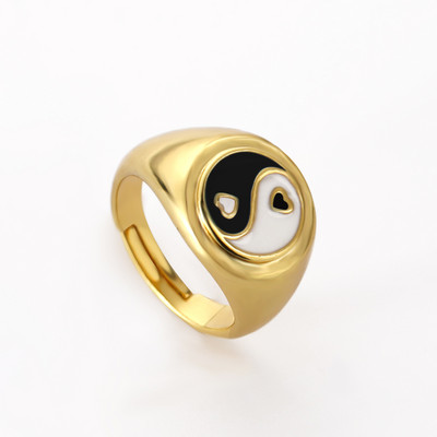 Ins Smile Candy Color Enamel Clear Micro Pave Prsten za otvaranje za žene Višebojni pozlaćeni Eternity Finger Band Podesivi prsten