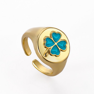 Ins Smile Candy Color Enamel Clear Micro Pave Prsten za otvaranje za žene Višebojni pozlaćeni Eternity Finger Band Podesivi prsten