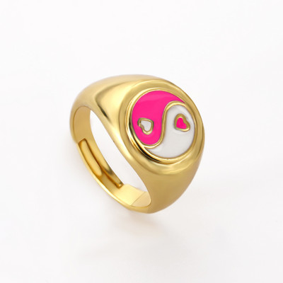 Ins Smile Candy Color Enamel Clear Micro Pave Prsten za otvaranje za žene Višebojni pozlaćeni Eternity Finger Band Podesivi prsten